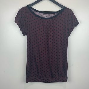 Ann Taylor LOFT Gathered Sleeve Polka Dot Top
